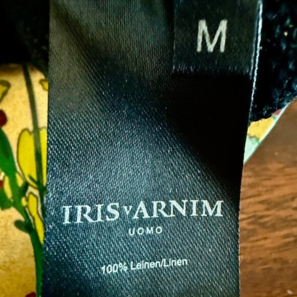 Iris Von Arnim UOMO Authentic Black Polo 100% Linen Mens Size Medium - Picture 9 of 12